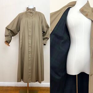 VTG Sanyo Japan Women's Oversized Swing Duster Trench Coat Stand Collar Sz 14